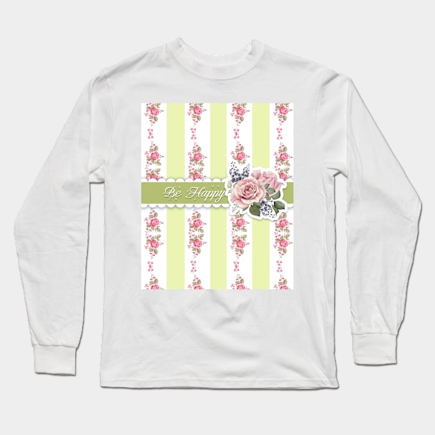 be happy scrapbook with flower Long Sleeve T-Shirt by Aekasit weawdee